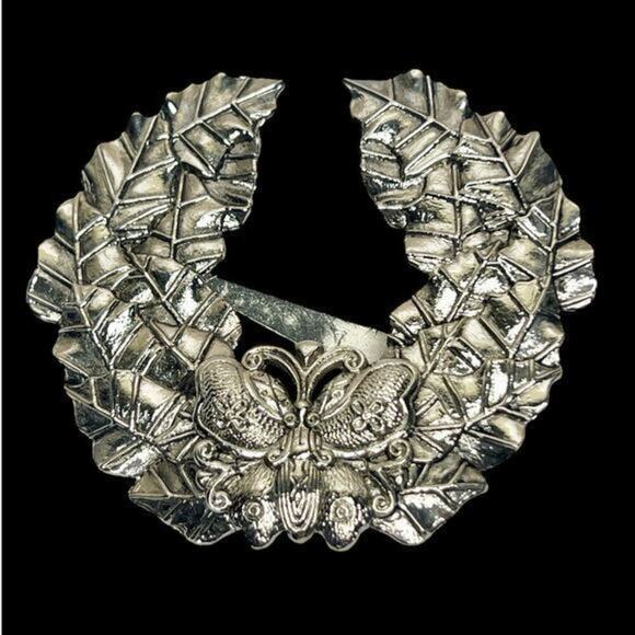 Vintage Neiman Marcus Sylvia Dahl Butterfly in Crown Laurel Scarf Clip Brooch - Picture 1 of 10